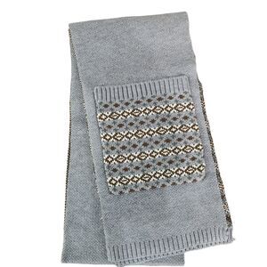 Thirty One Gray Fairisle Warm Winter Scarf Pocket Youth